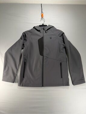 Spyder Big Boys Grey Soft Shell Hooded Jacket Size L 14/16 NWOT